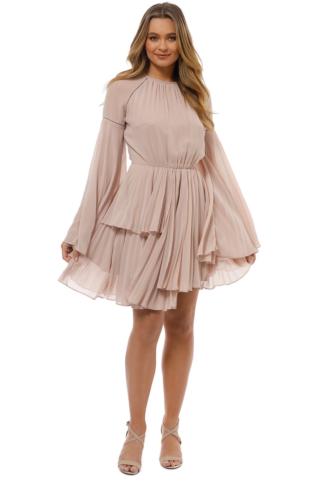 dusky pink bardot dress