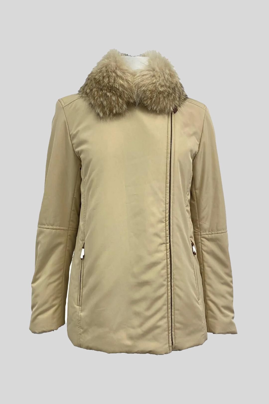Ralph Lauren - Beige Faux Fur Trim Collar Jacket