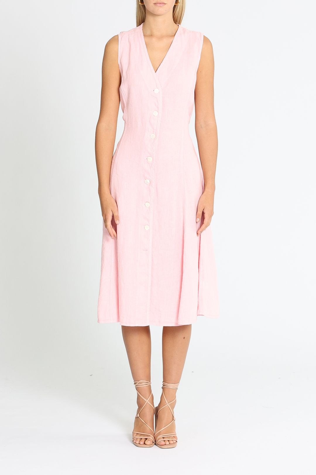 Ralph Lauren Linen Midi Dress Pink