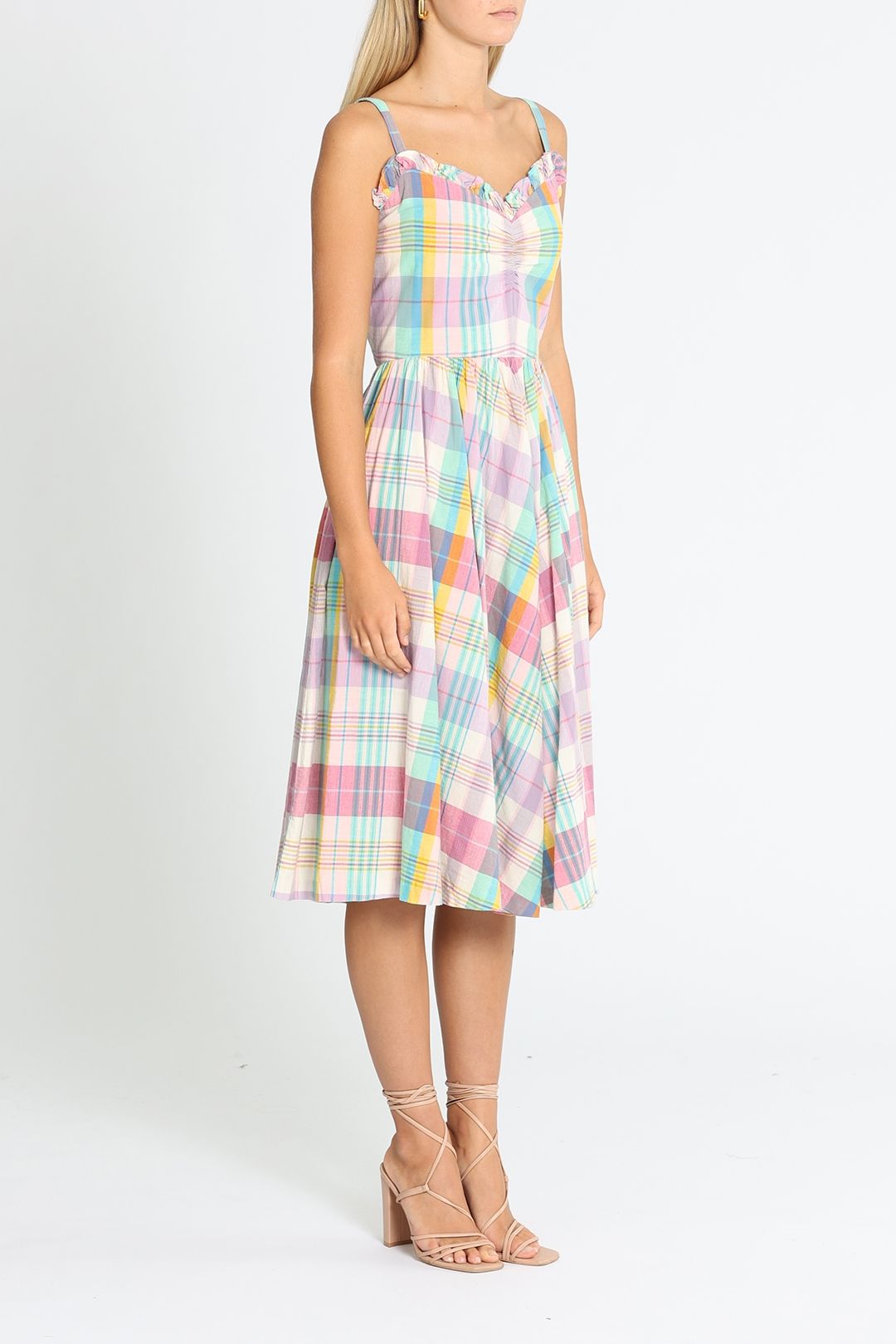 Ralph Lauren Multi Checkered Dress Ruffle
