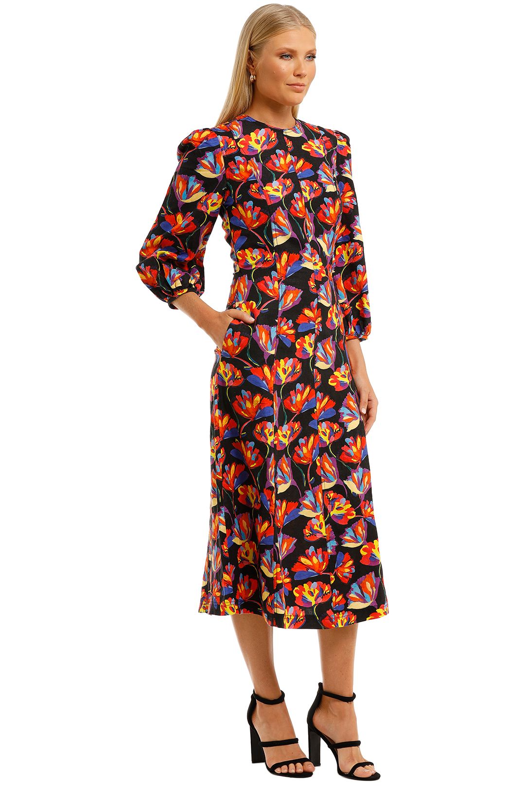 Cintia LS Midi Dress in Print by Rebecca Vallance for Hire | GlamCorner