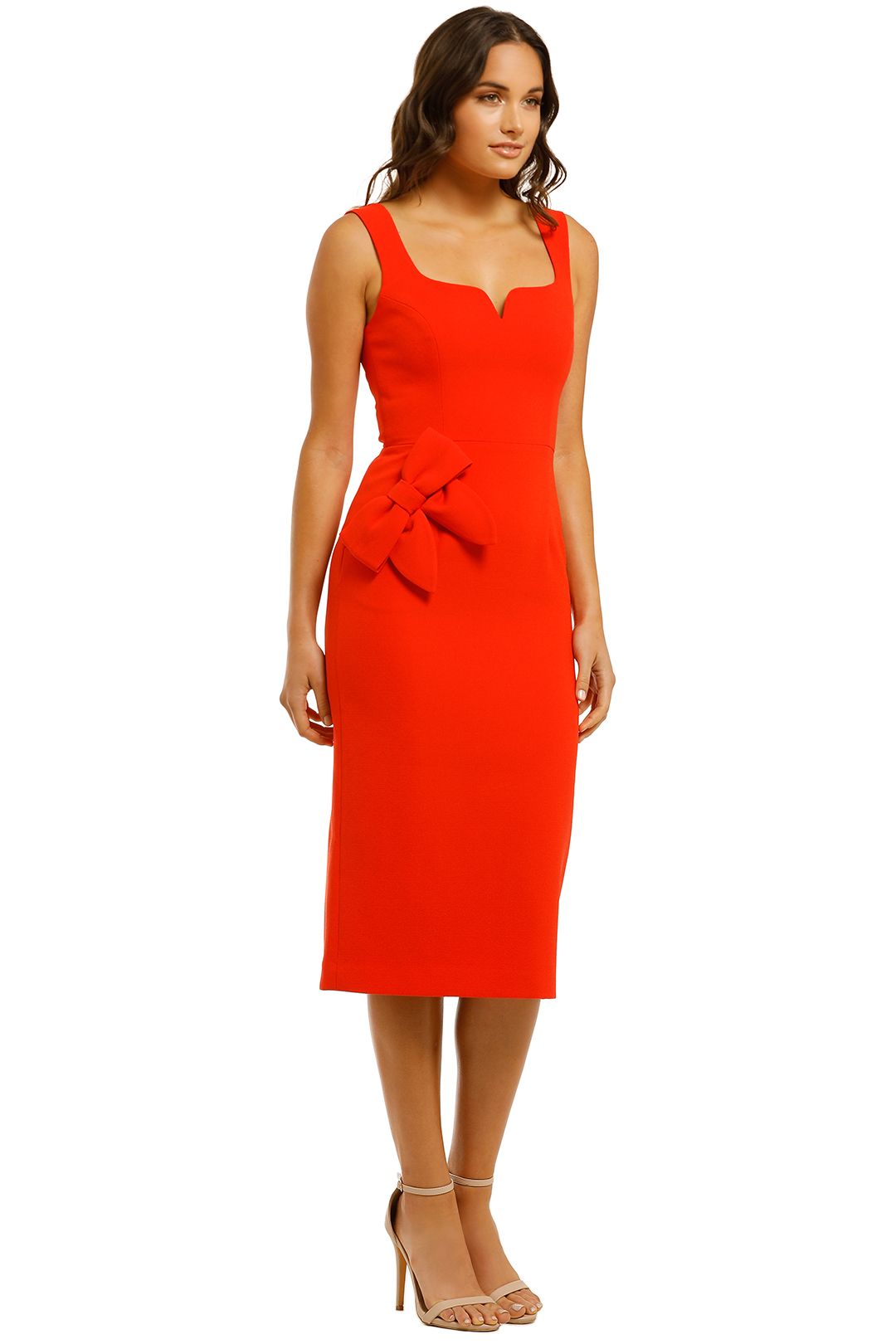 Rebecca-Vallance-Galerie-Bow-Midi-Dress-Red-Side