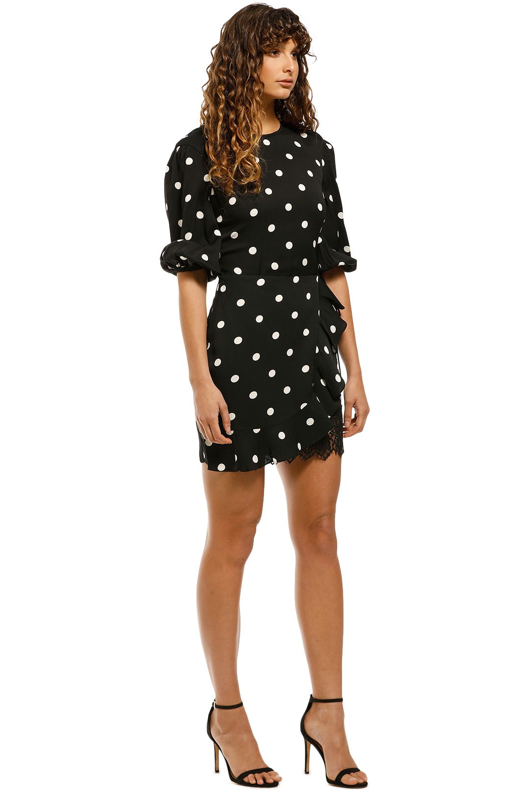 cream dress with black spots