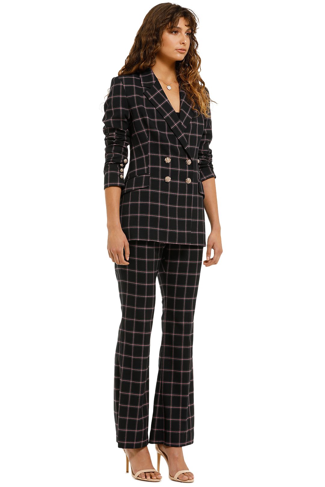 black check coat pant