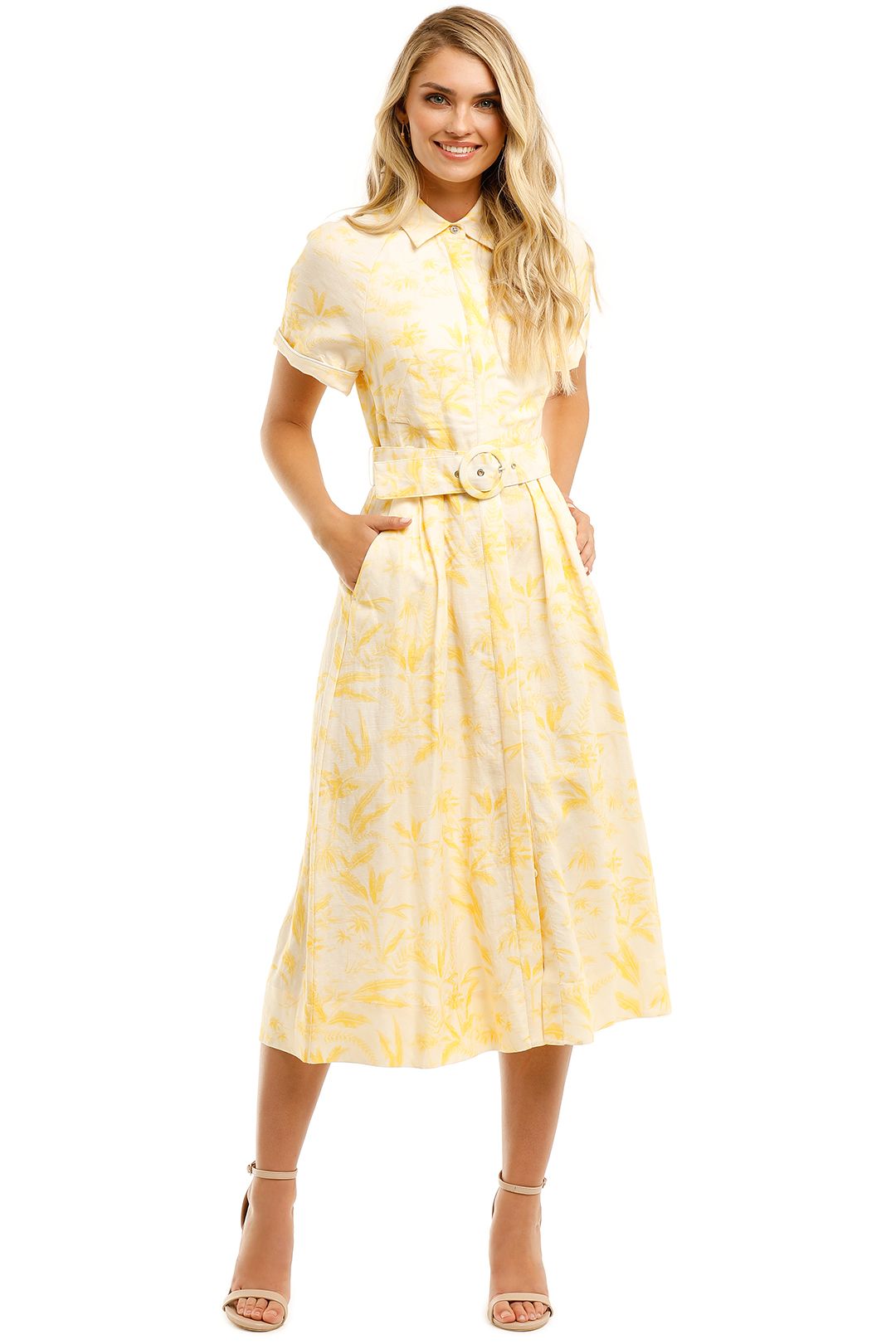 Rebecca-Vallance-Rousseau-SS-Midi-Dress-Yellow-Front