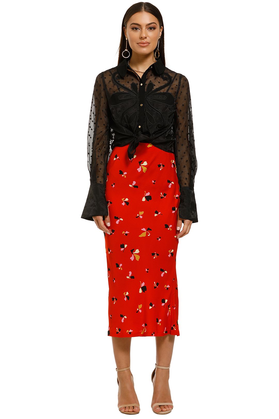 Rebecca-Vallance-Ruby-Skirt-Red-Print-Front