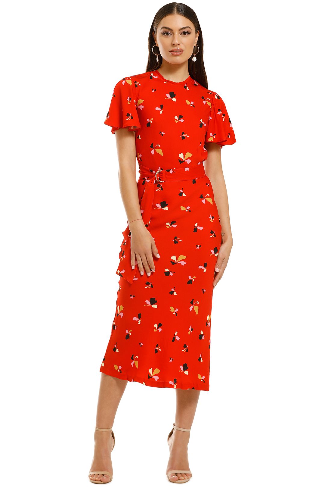Rebecca-Vallance-Ruby-SS-Midi-Dress-Red-Print-Front