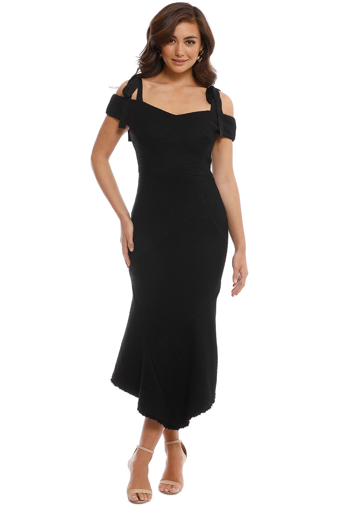 Rebecca Vallance - Cardinale Off Shoulder Dress - Black - Front