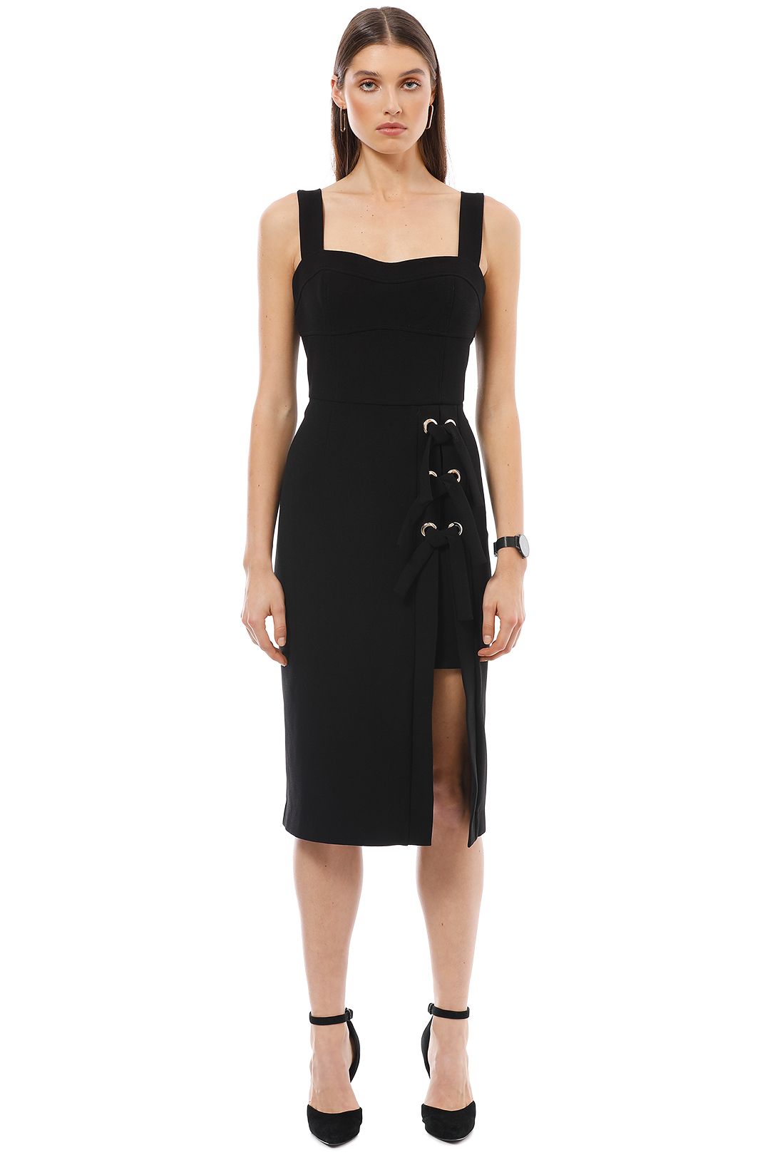 Rebecca Vallance - Celestina Tie Dress - Black - Front