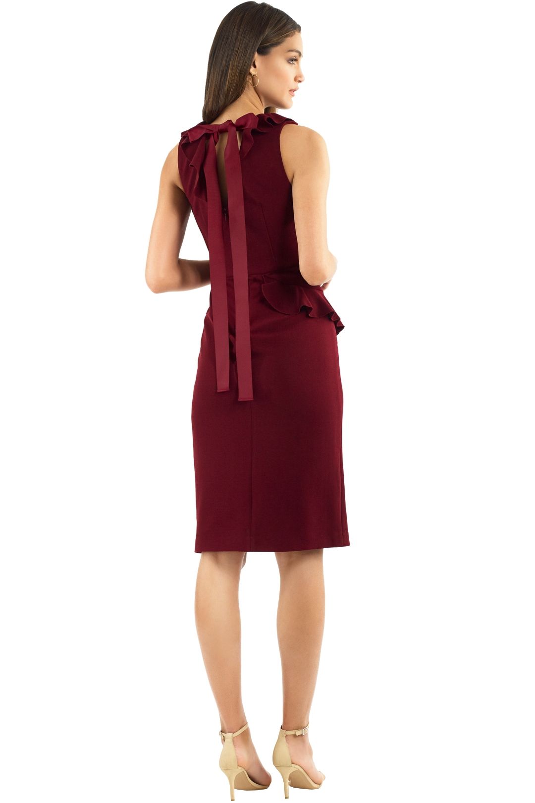 Rebecca Vallance - Sylvette Midi Dress - Burgundy - Back