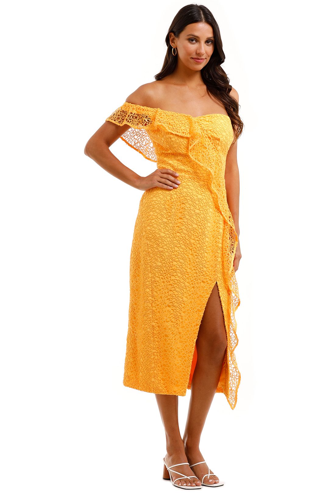 Rebecca Vallance Baha Strapless Midi Dress Yellow