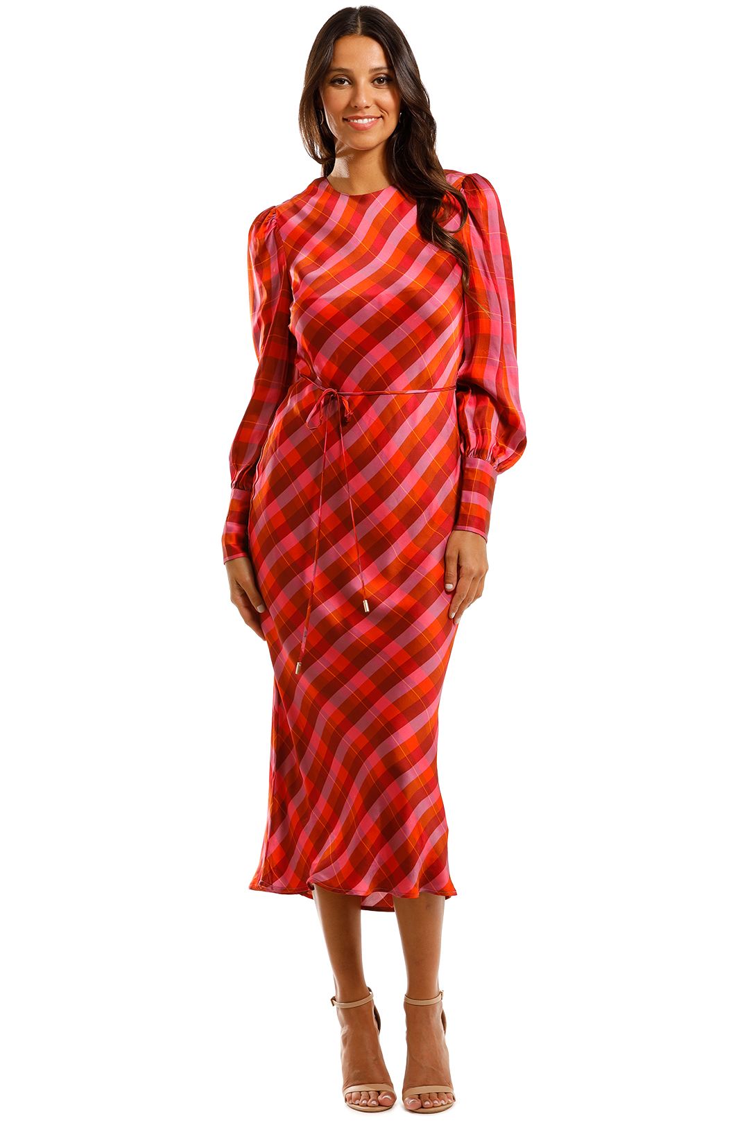 Rebecca Vallance Brinkley LS Midi Dress Satin