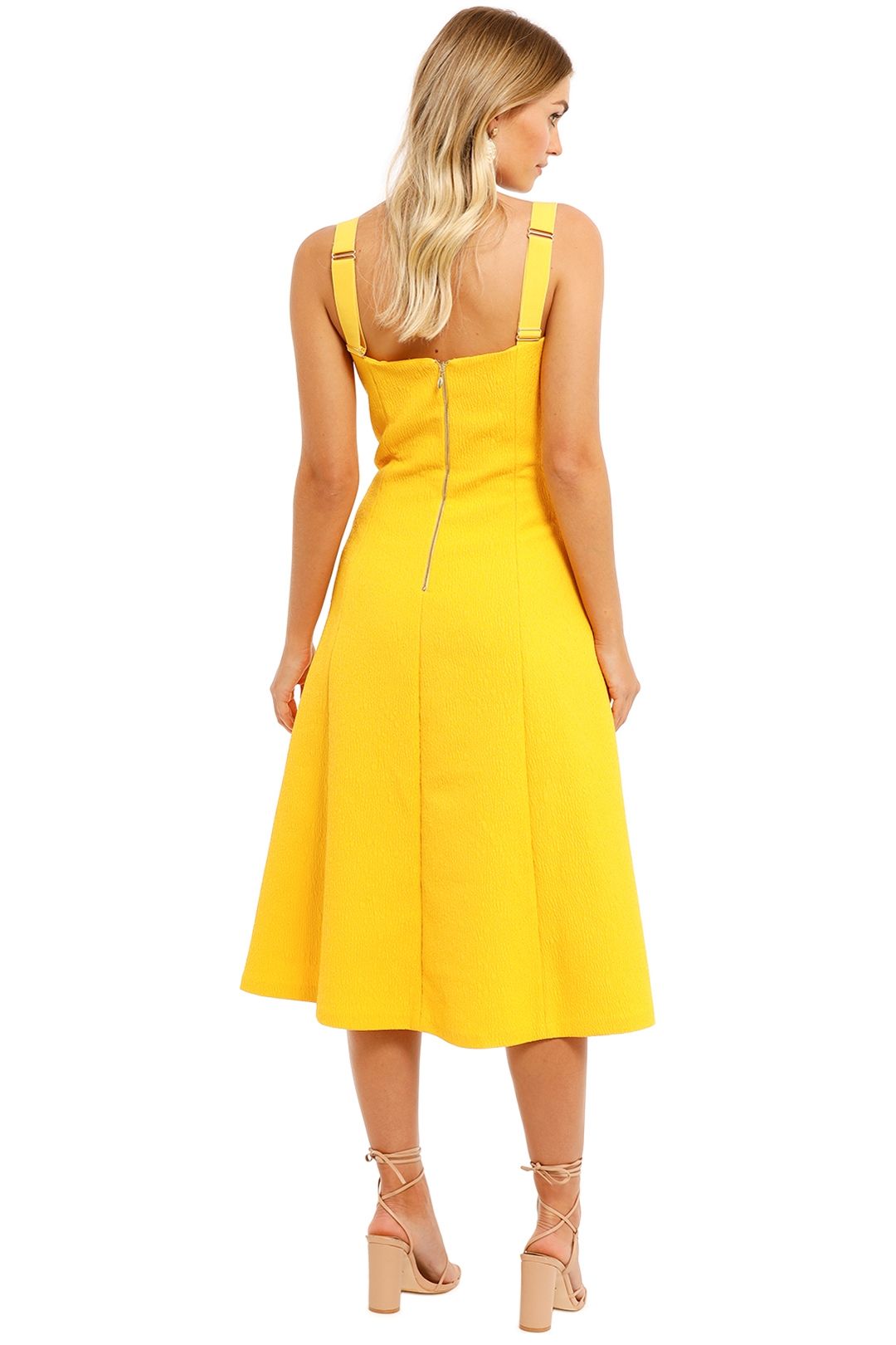 Rebecca Vallance Calla V Wire Midi Yellow Sleeveless