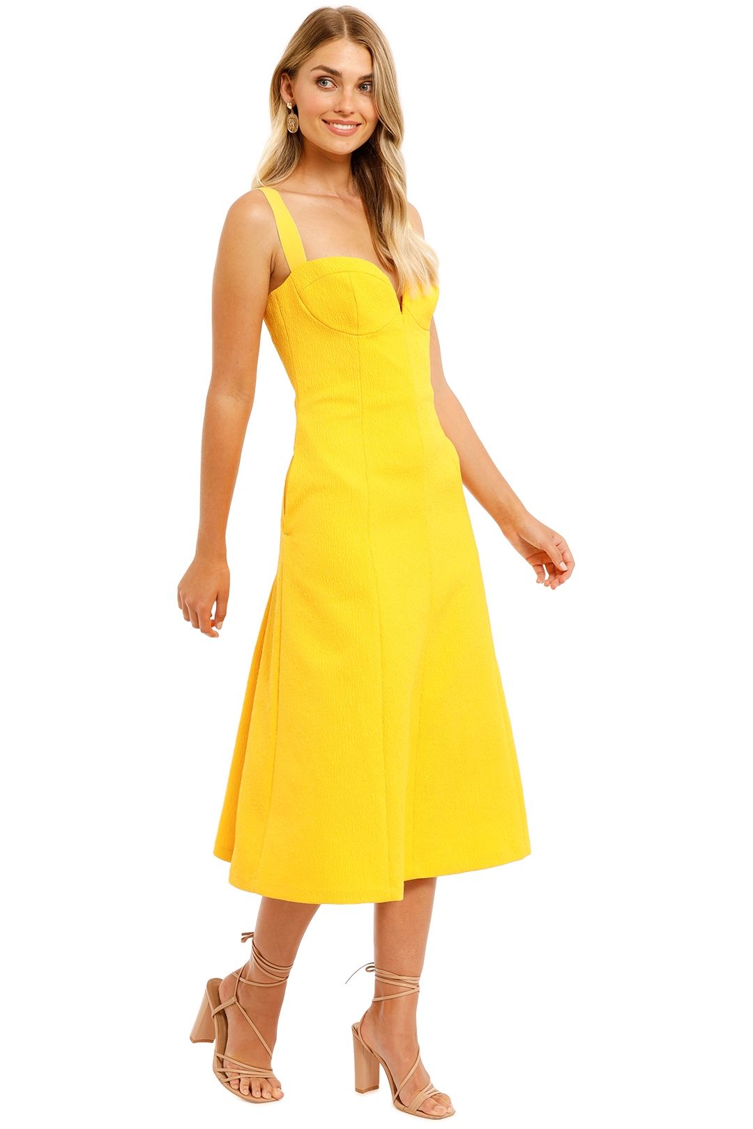 rebecca vallance calla v wire midi dress