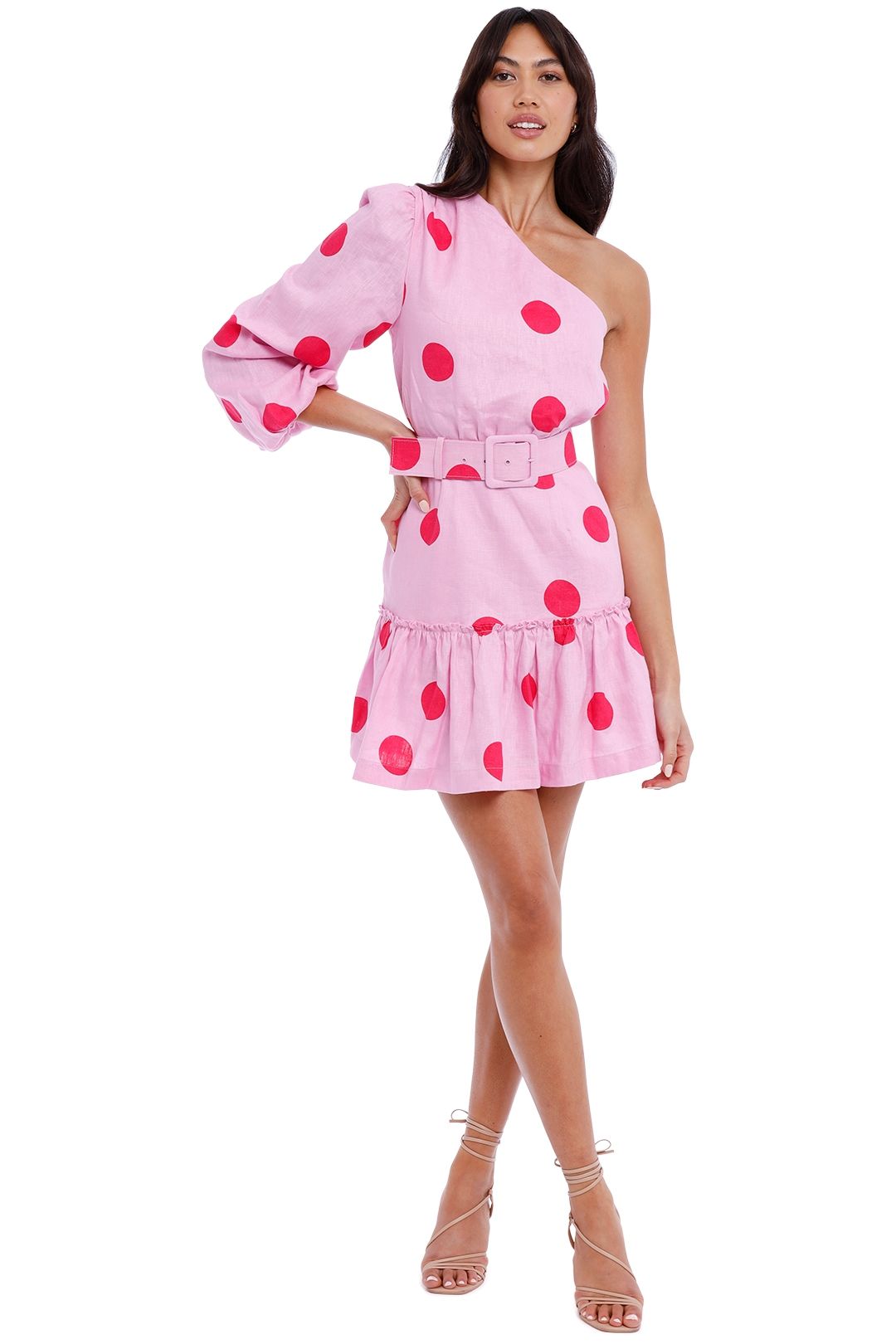 Rebecca Vallance Dalia Mini Dress Pink Polka Dot red spot