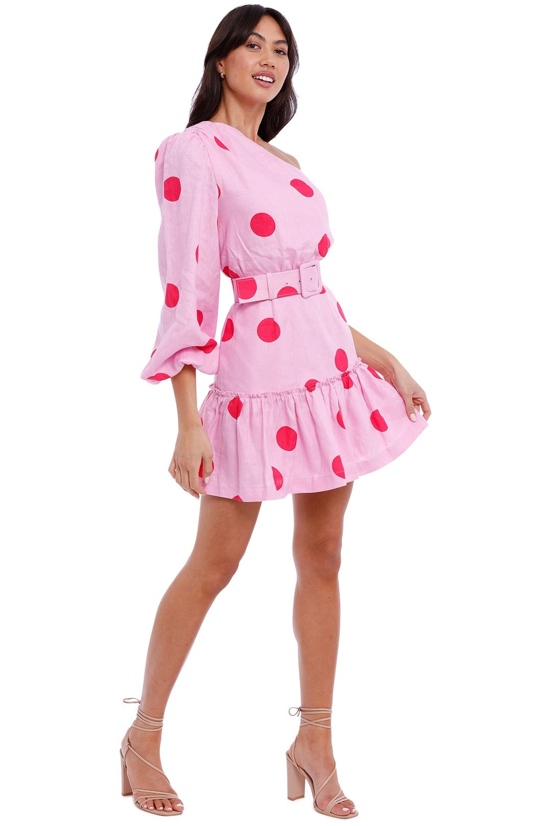Rebecca Vallance Dalia Mini Dress Pink Polka Dot print
