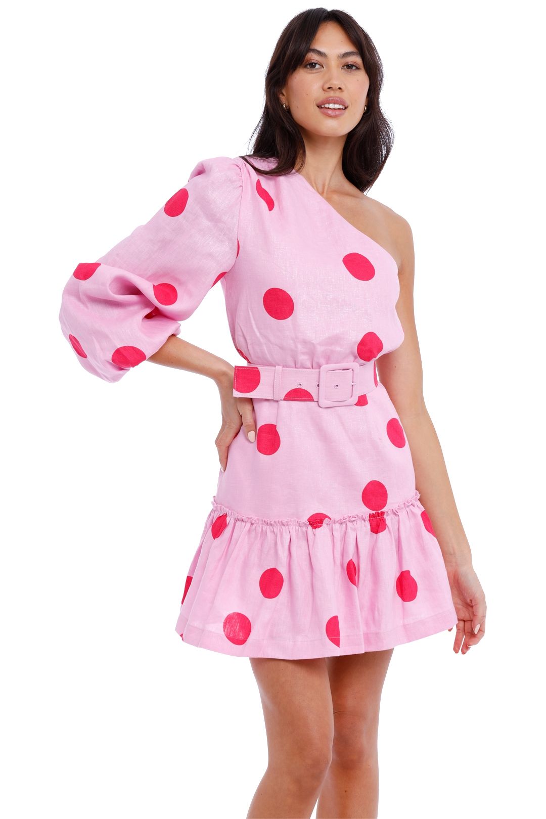 Rebecca Vallance Dalia Mini Dress Pink Polka Dot