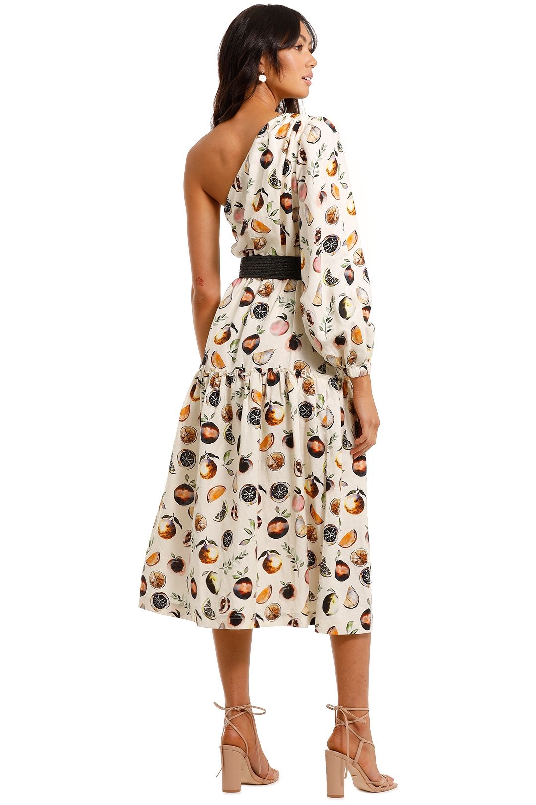 Rebecca Vallance Frutta One Shoulder Midi Dress print