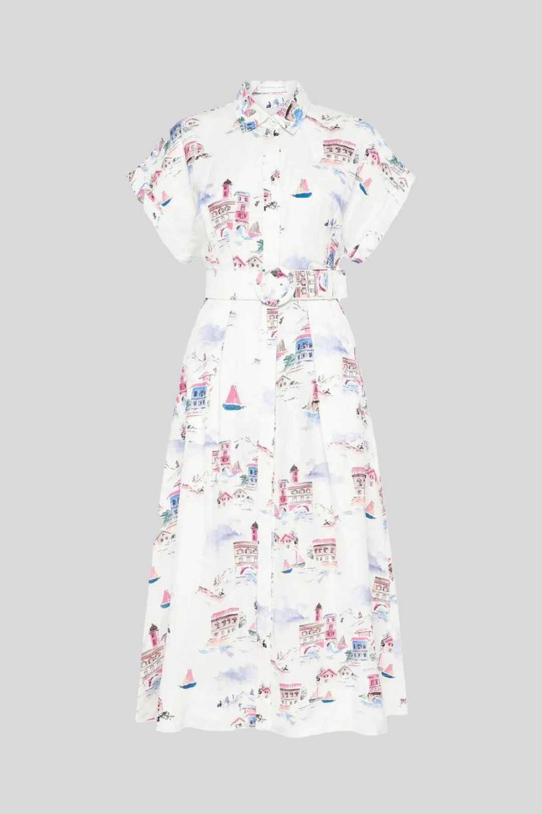 Rebecca Vallance Holiday Print Venetti Collared Midi Dress