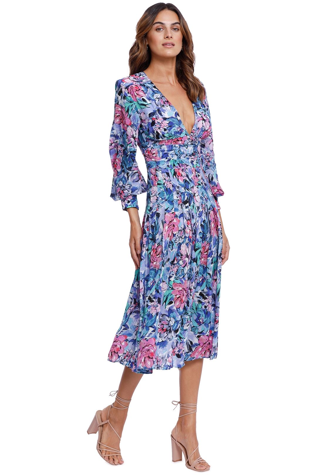 Rebecca Vallance La Violette Midi Dress Blue Floral