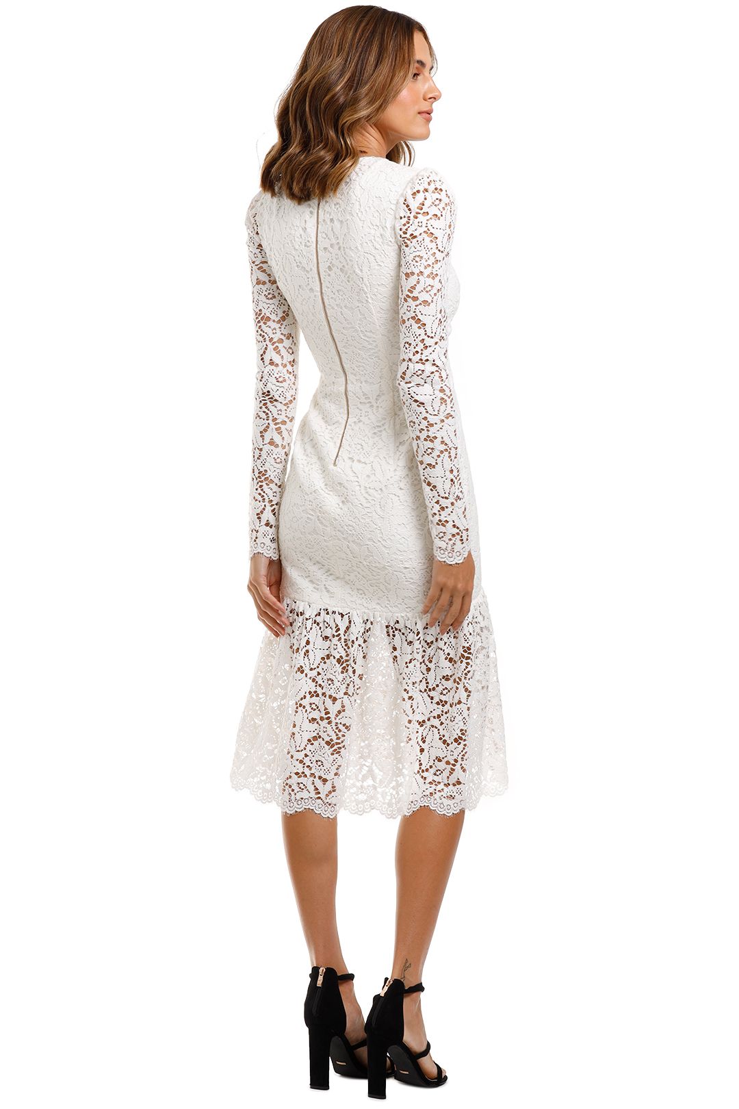 Rebecca Vallance Le Saint Ruched Dress White Midi