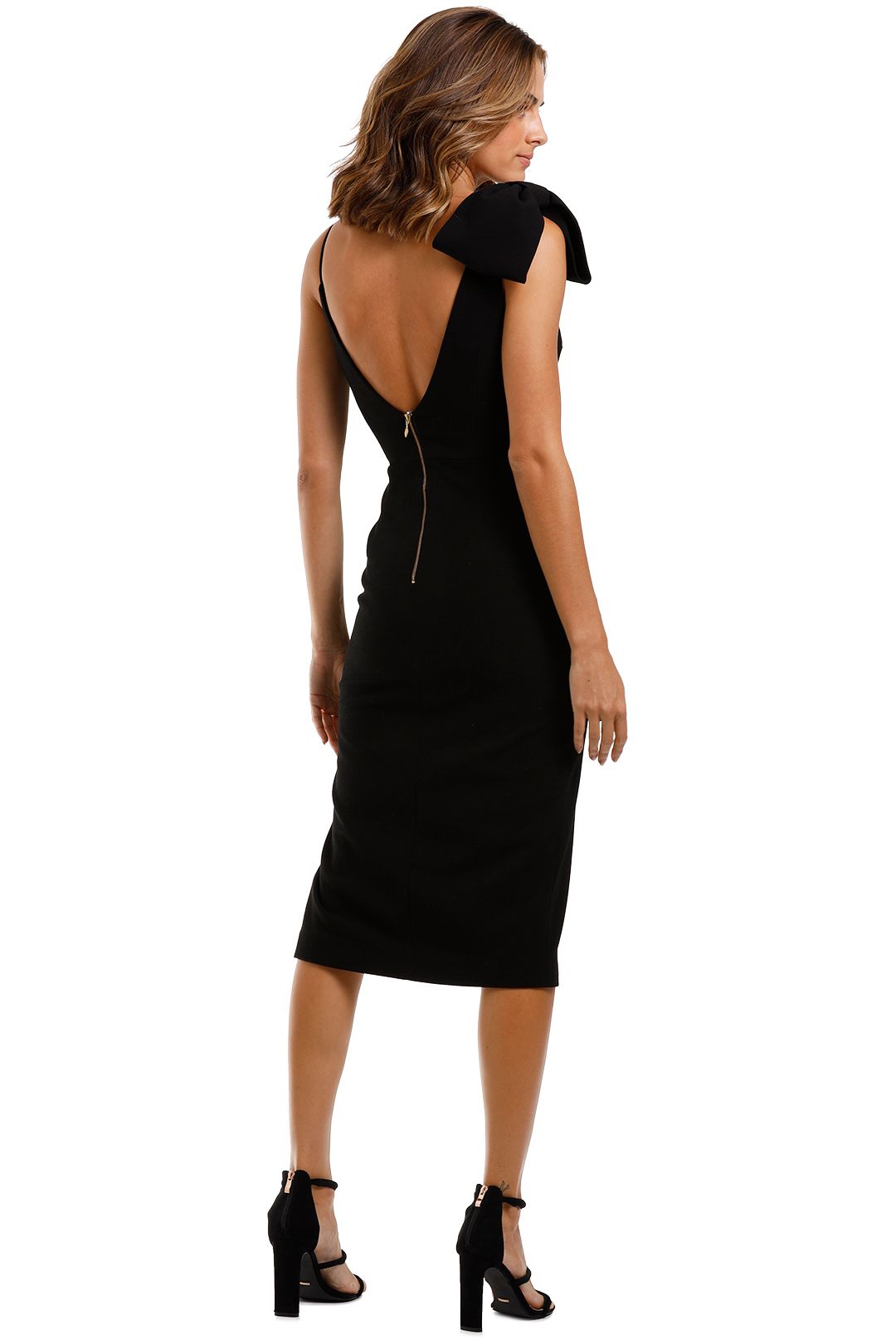 Rebecca Vallance Love Bow Dress Black Side Split