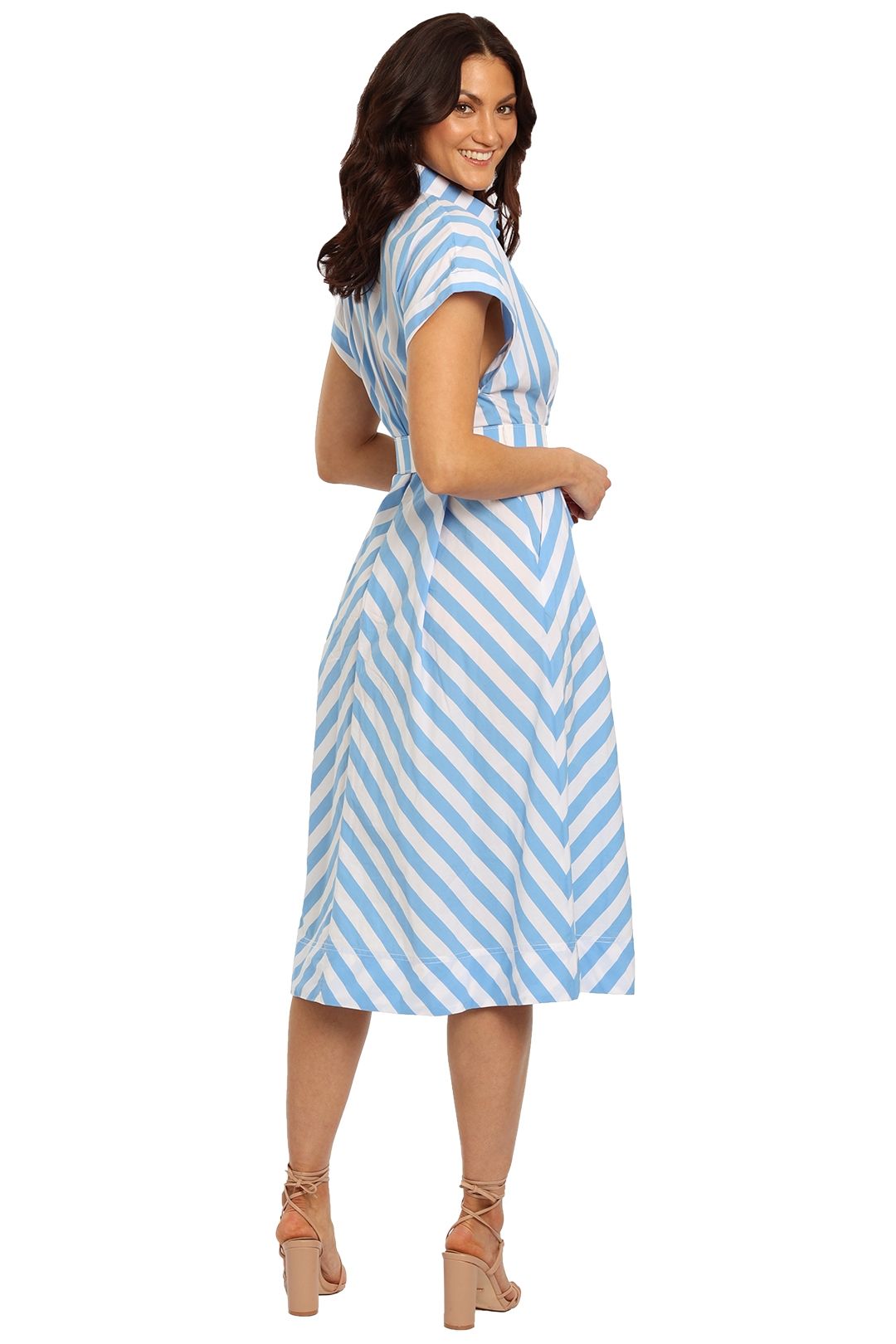 Rebecca Vallance Mimi Stripe Midi Dress Short Sleeve