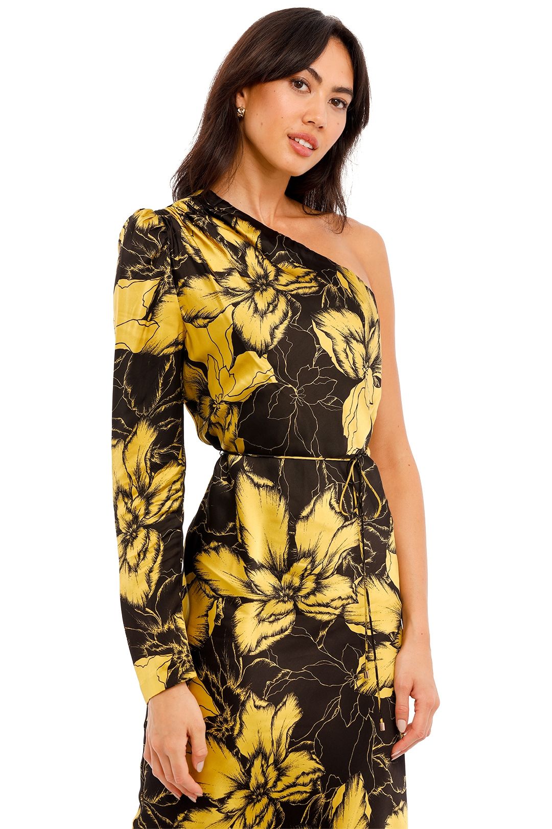 Rebecca Vallance Roswell One Sleeve Midi Dress asymmetric