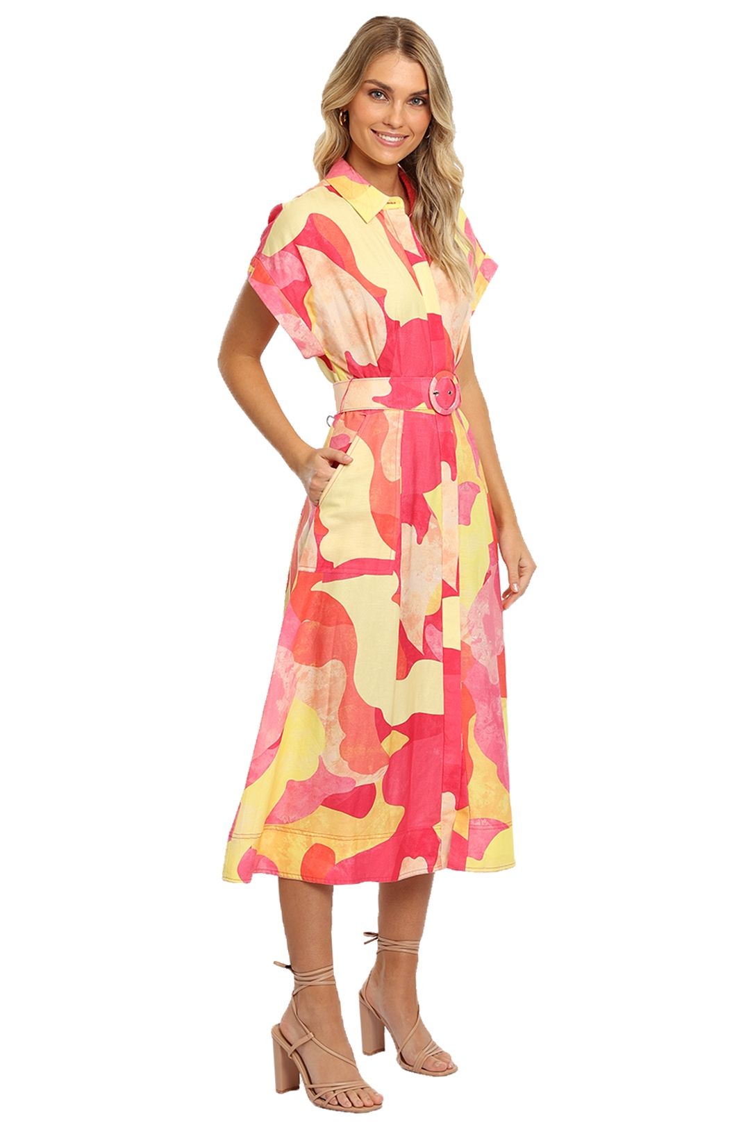 Rebecca Vallance Toretta Midi Dress Vibrant Yellow Print