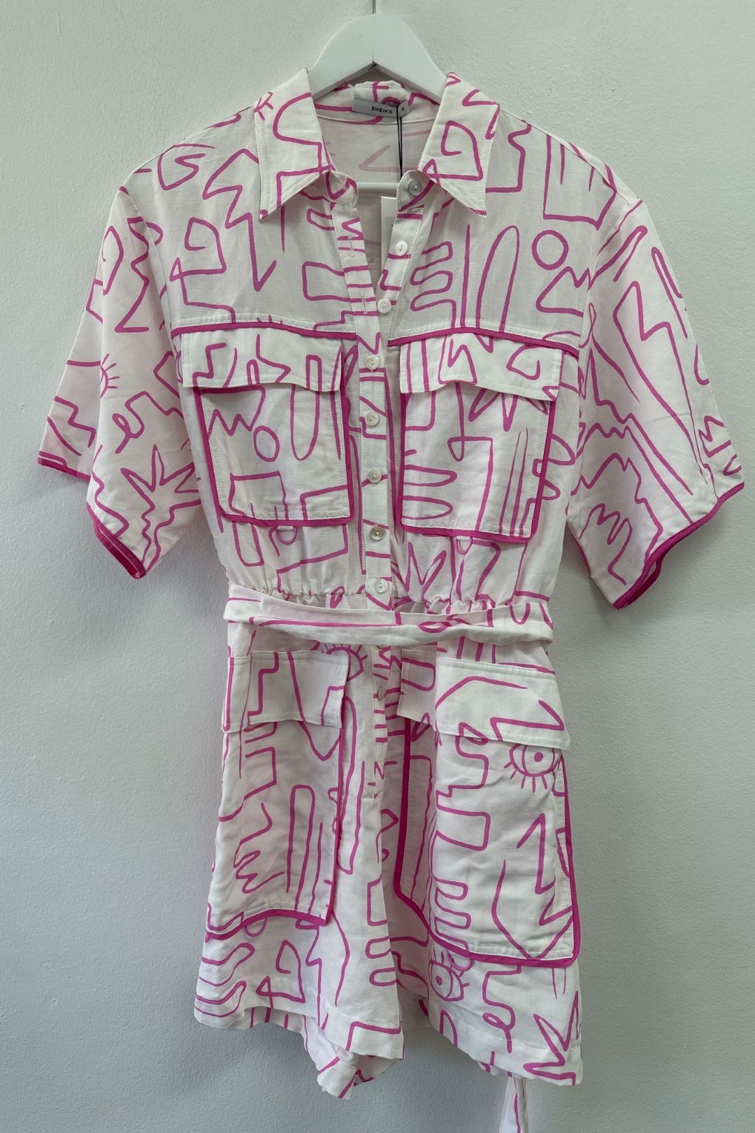 Sheike Pink and White Optical Illusion Playsuit