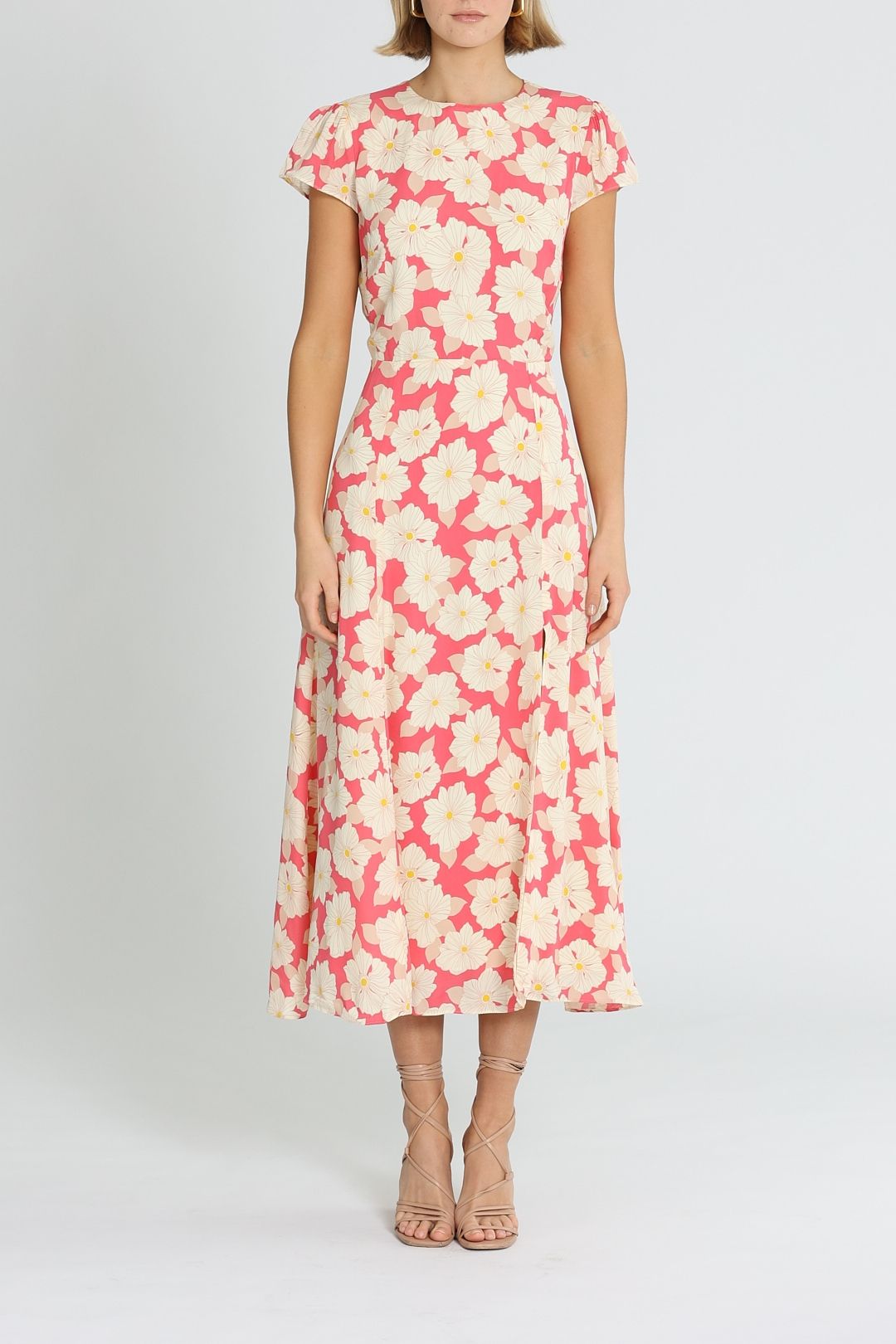 Reiss Printed Cut Out Midi Dress Floral