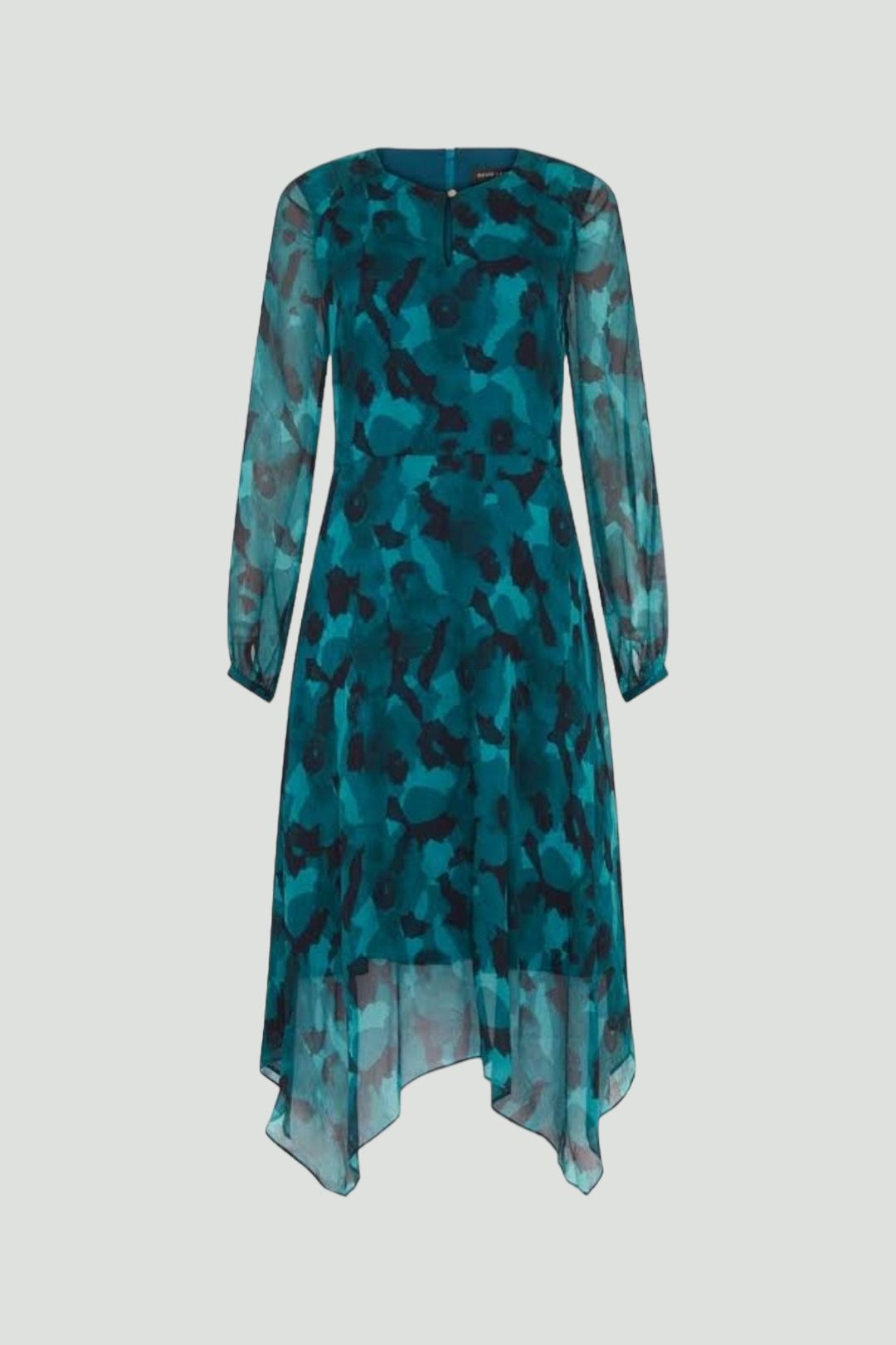 David Lawrence Renee Midi Silk Dress in Dark Teal