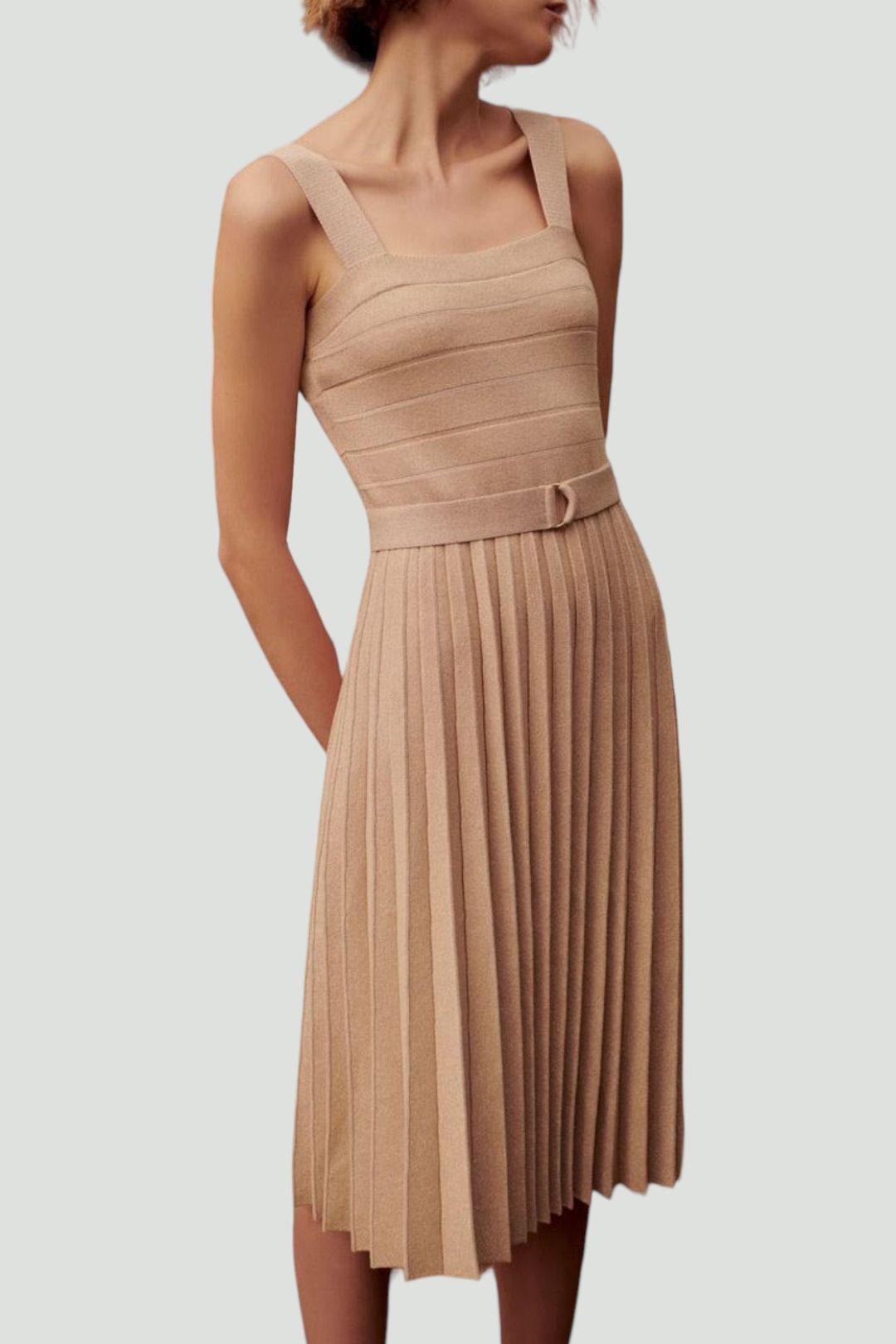 Saba Rina Metallic Gold Knit Dress