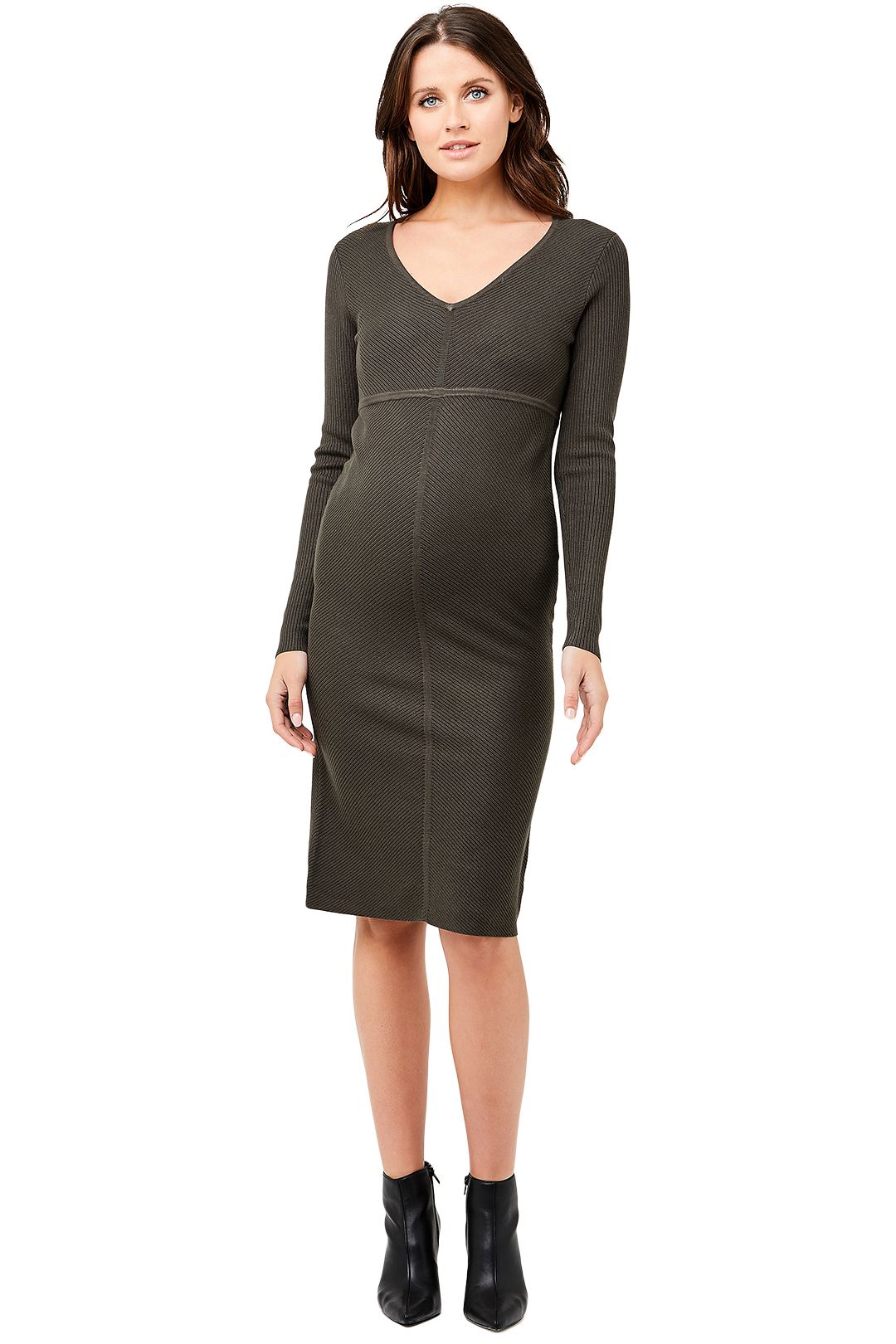 Ripe-Maternity-Amber-Knit-Dress-Khaki-Front