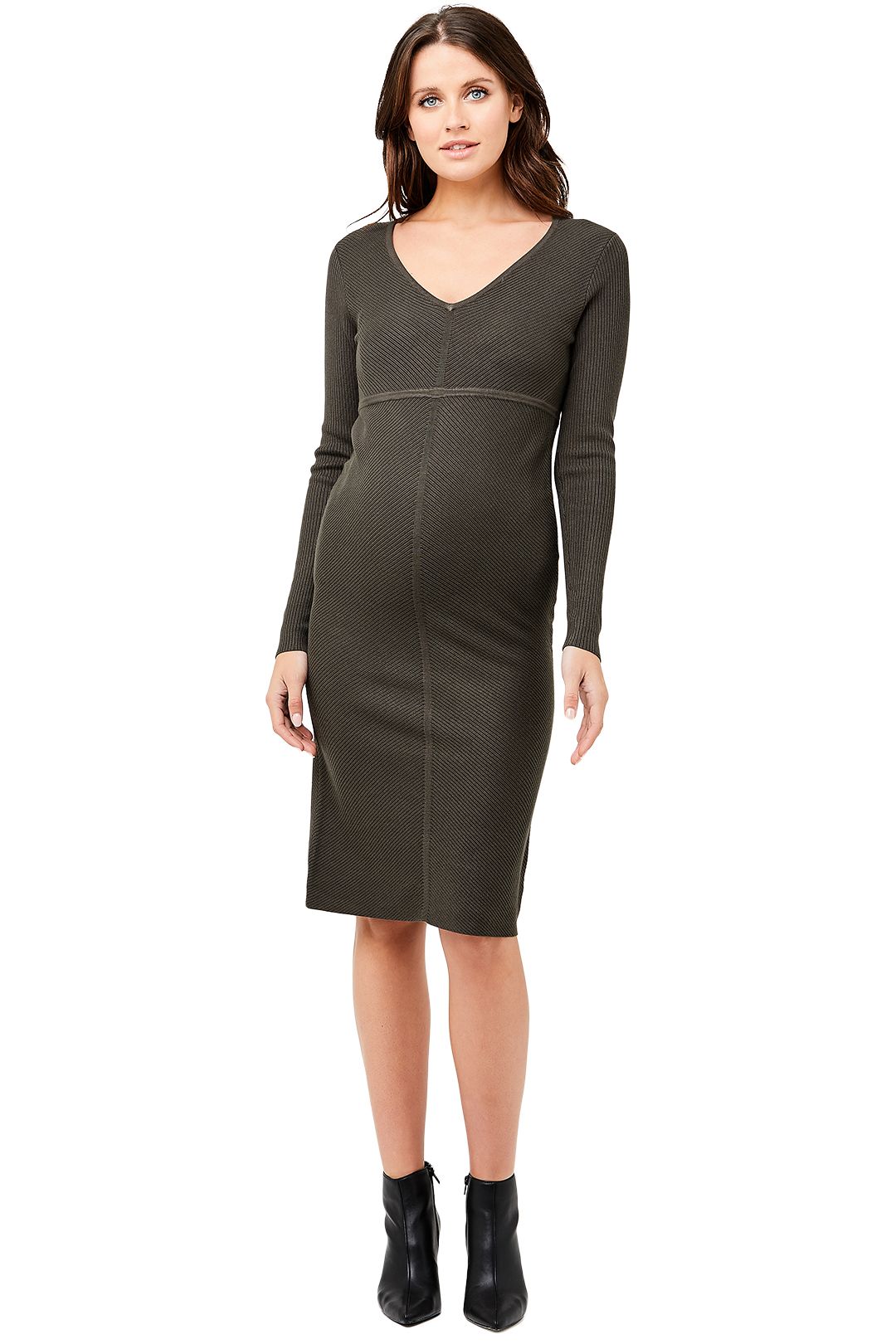 Amber Knit Dress in Khaki by Ripe Maternity for Hire GlamCorner