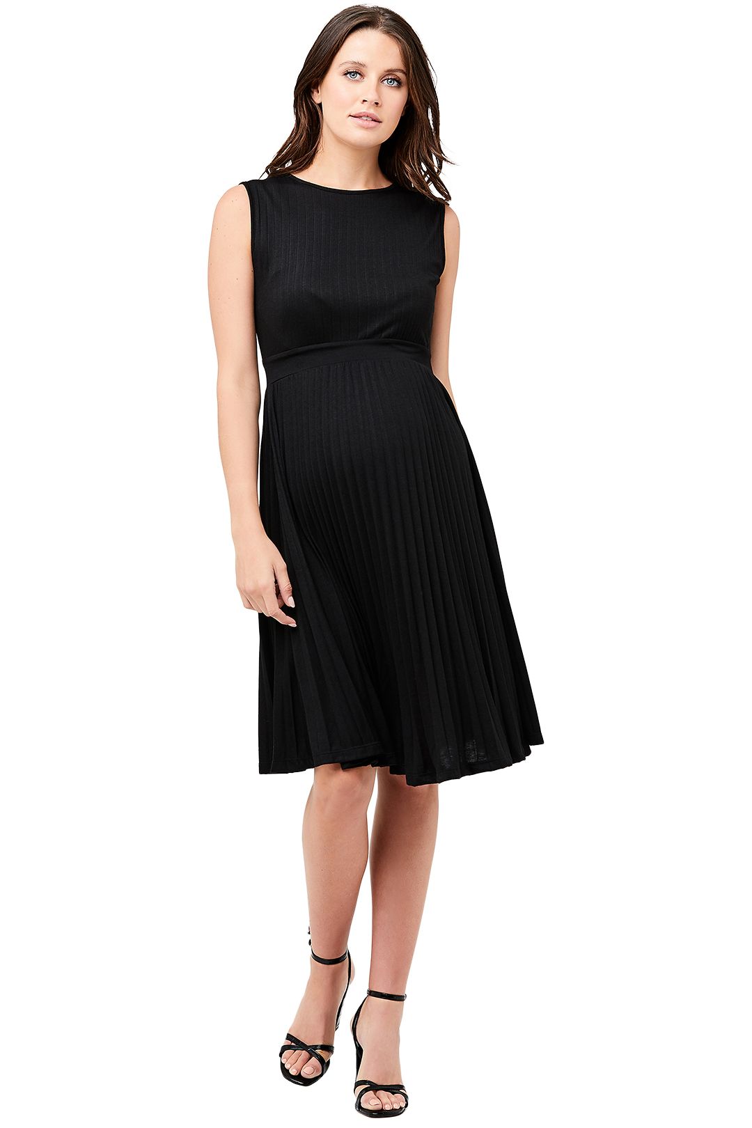 Ripe-Maternity-Knife-Pleat-Dress-Black-Front