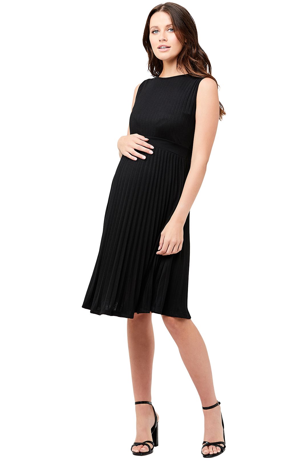 Ripe-Maternity-Knife-Pleat-Dress-Black-Side