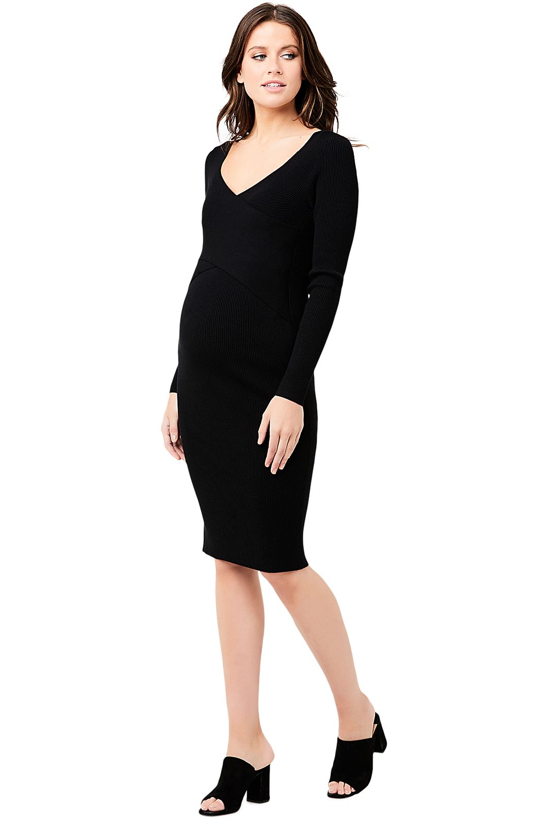 Ripe-Maternity-Sadie-Rib-Knit-Nursing-Dress-Black-front