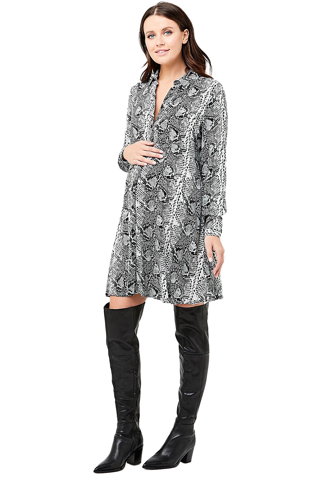 Ripe Maternity-Snake-Print-Shirt-Dress-Multi-Front