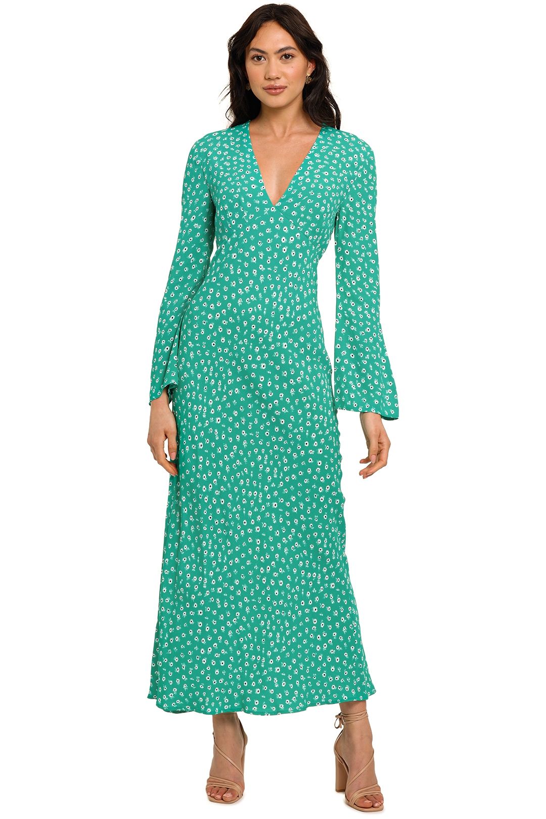 Hire Arielle Flared Sleeve Midi Dress | Rixo London | GlamCorner