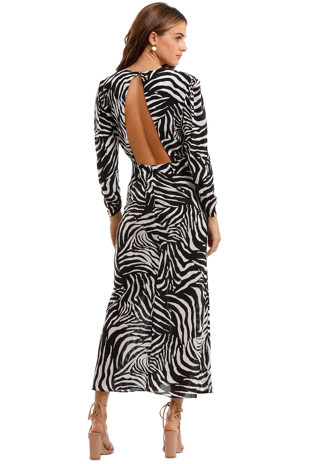 Rixo London Paloma Zebra Maxi Dress Backless