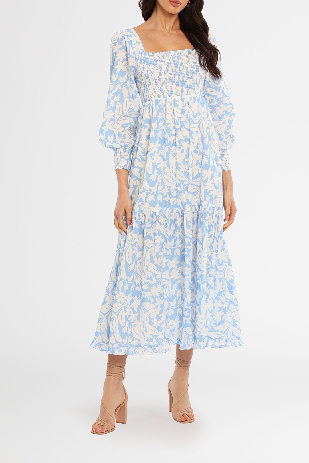 Hire Yas Shirred Midaxi Dress | Rixo London | GlamCorner