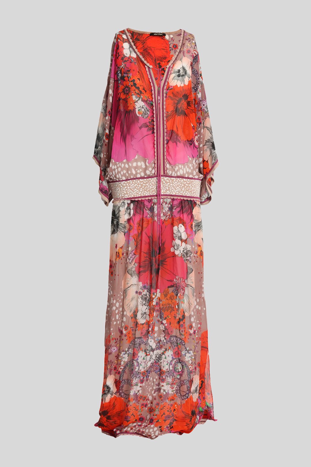 Roberto Cavalli Multi Garden of Eden Silk Caftan Dress