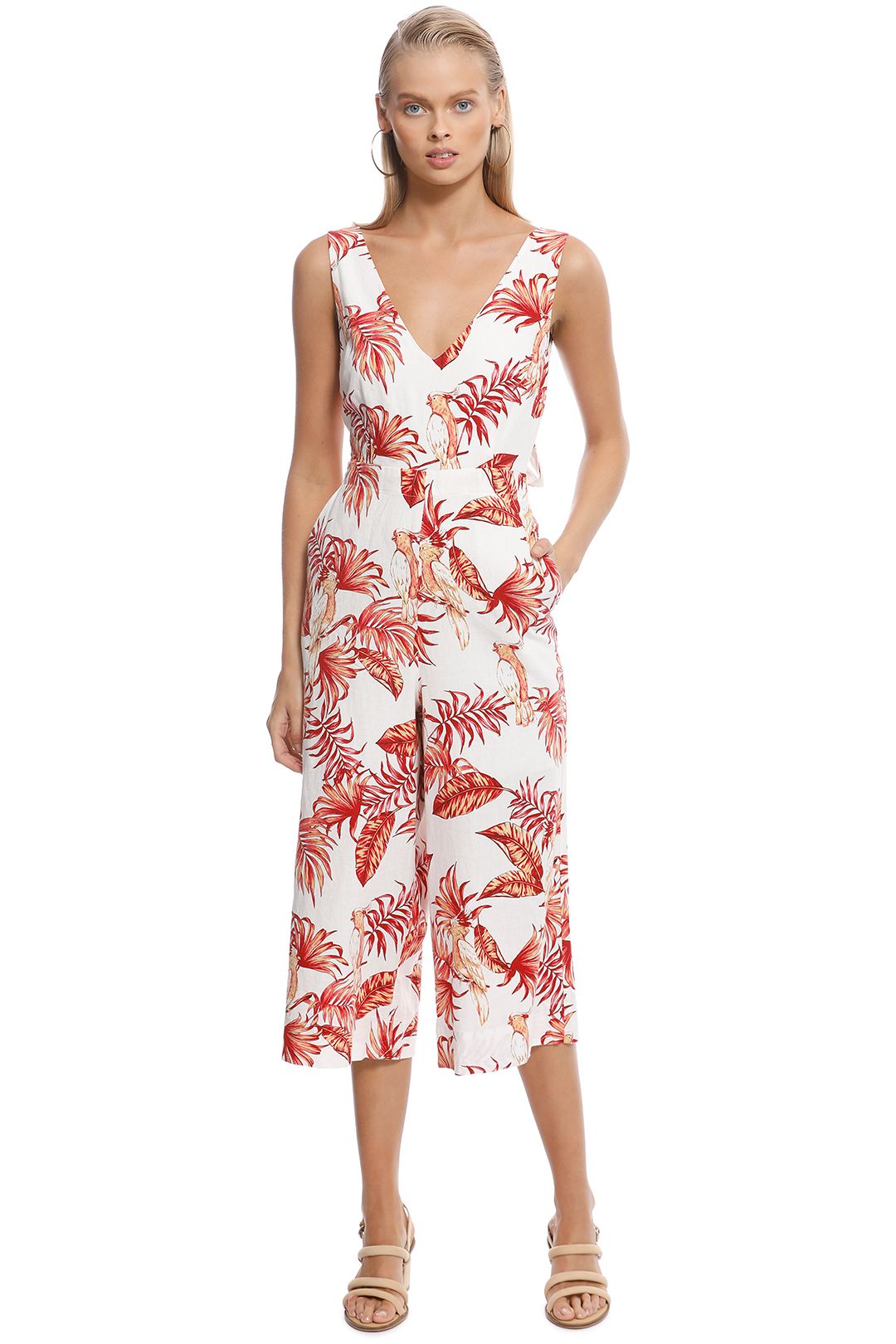 Rodeo Show - Love Bird Jumpsuit - White Floral - Front