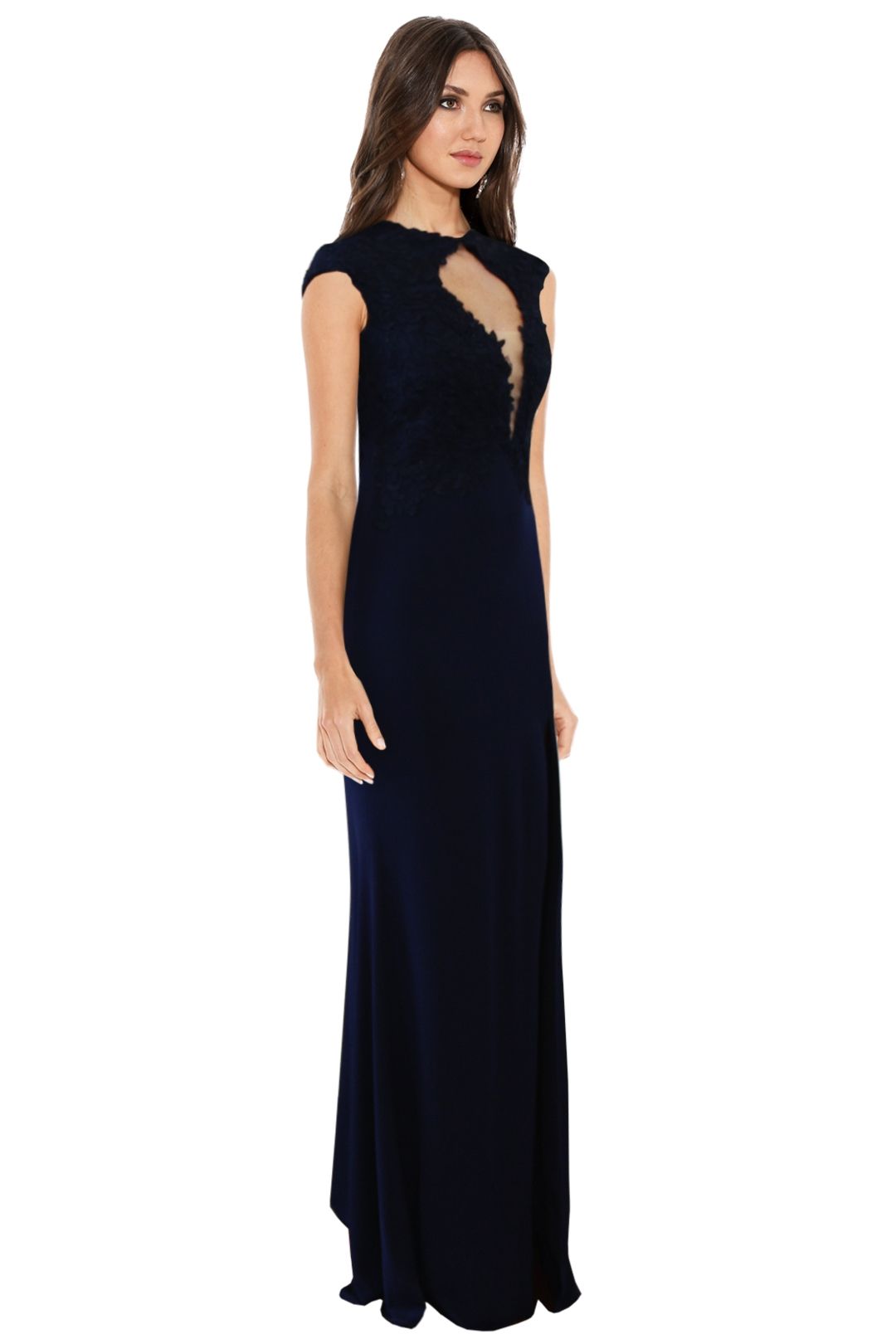 Rose Noir - Midnight Navy Lace Gown - Navy - Side