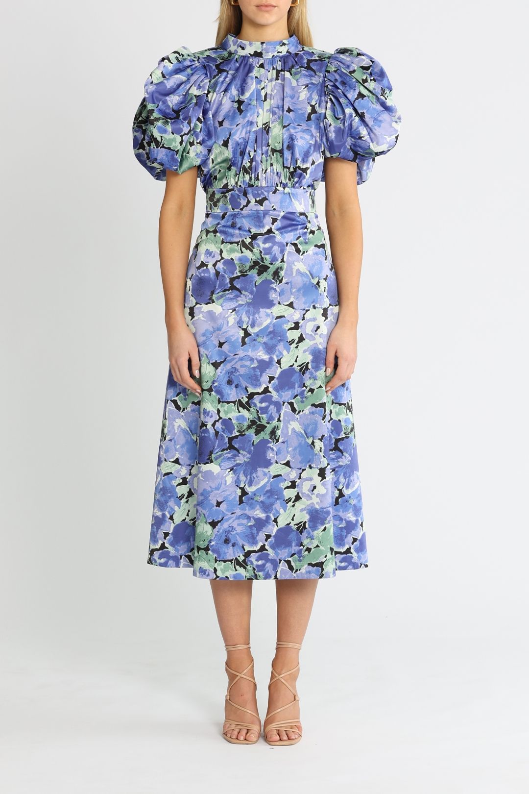 Rotate By Birger Christensen Dawn Baja Blue Dress midi