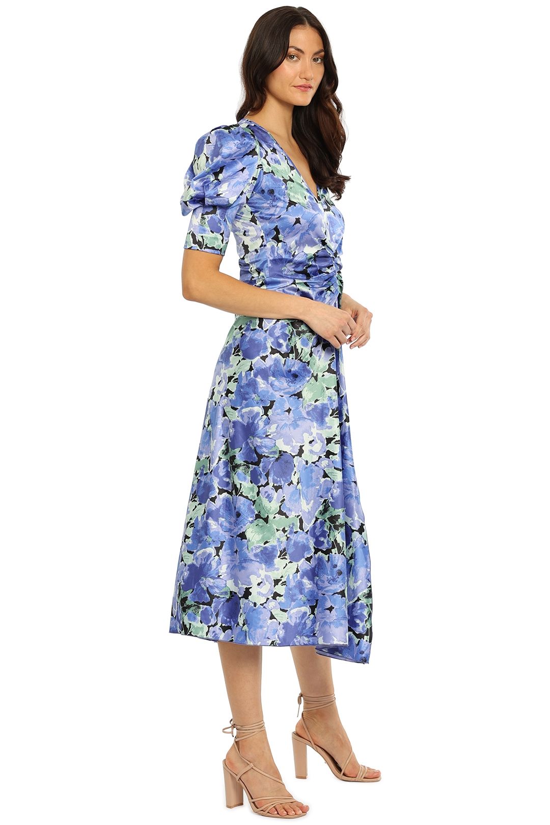 Rotate By Birger Christensen Sierina Dress Blue Floral Midi