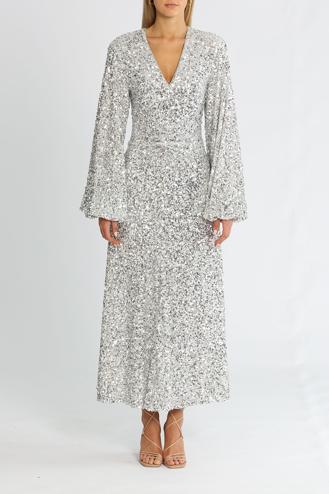 Rotate By Birger Christensen Sirin Silver Dress