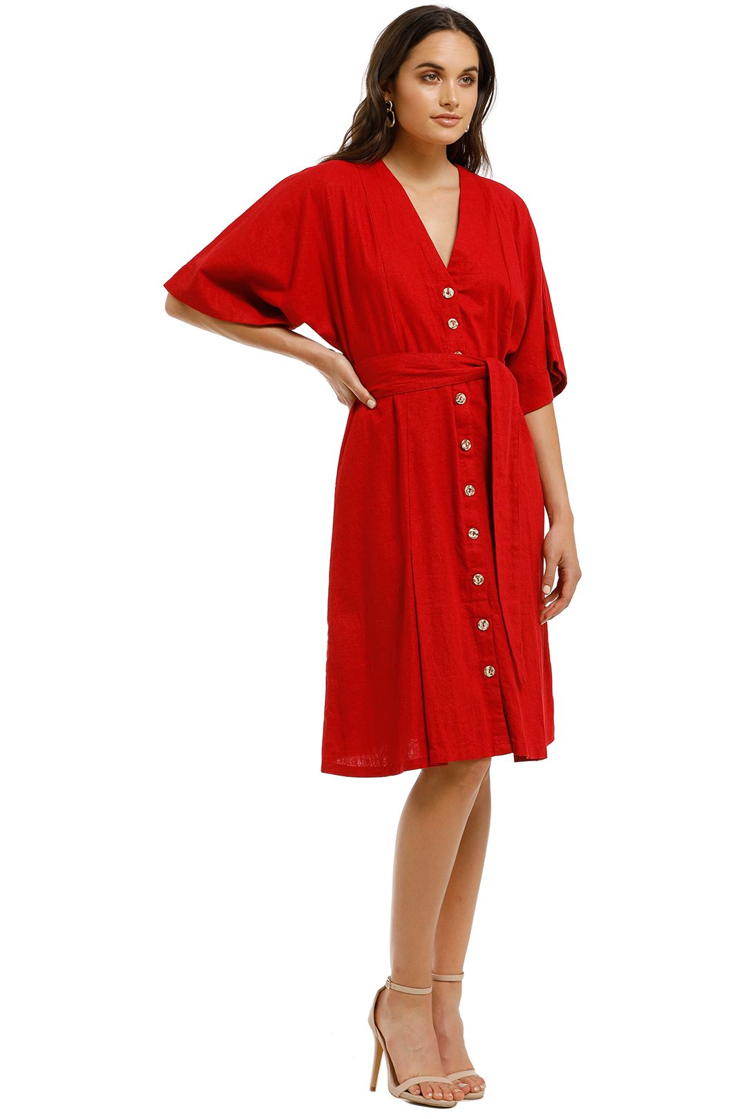Maverick Midi Dress In Warm Red By Rue Stiic For Rent Glamcorner