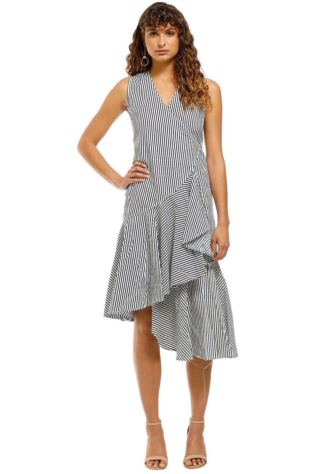 Rue-Stiic-Miller-Wrap-Dress-Navy-Stripe-Front